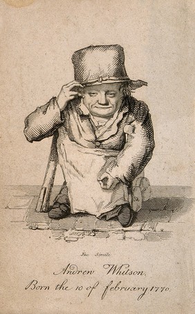 Andrew Whitson or Whiston, a dwarf. Engraving, 1821.