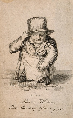 view Andrew Whitson or Whiston, a dwarf. Engraving, 1821.