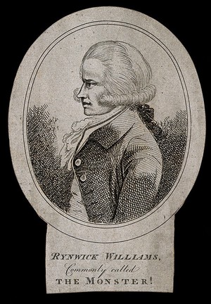 view Renwick Williams, a man convicted of wounding women. Etching.