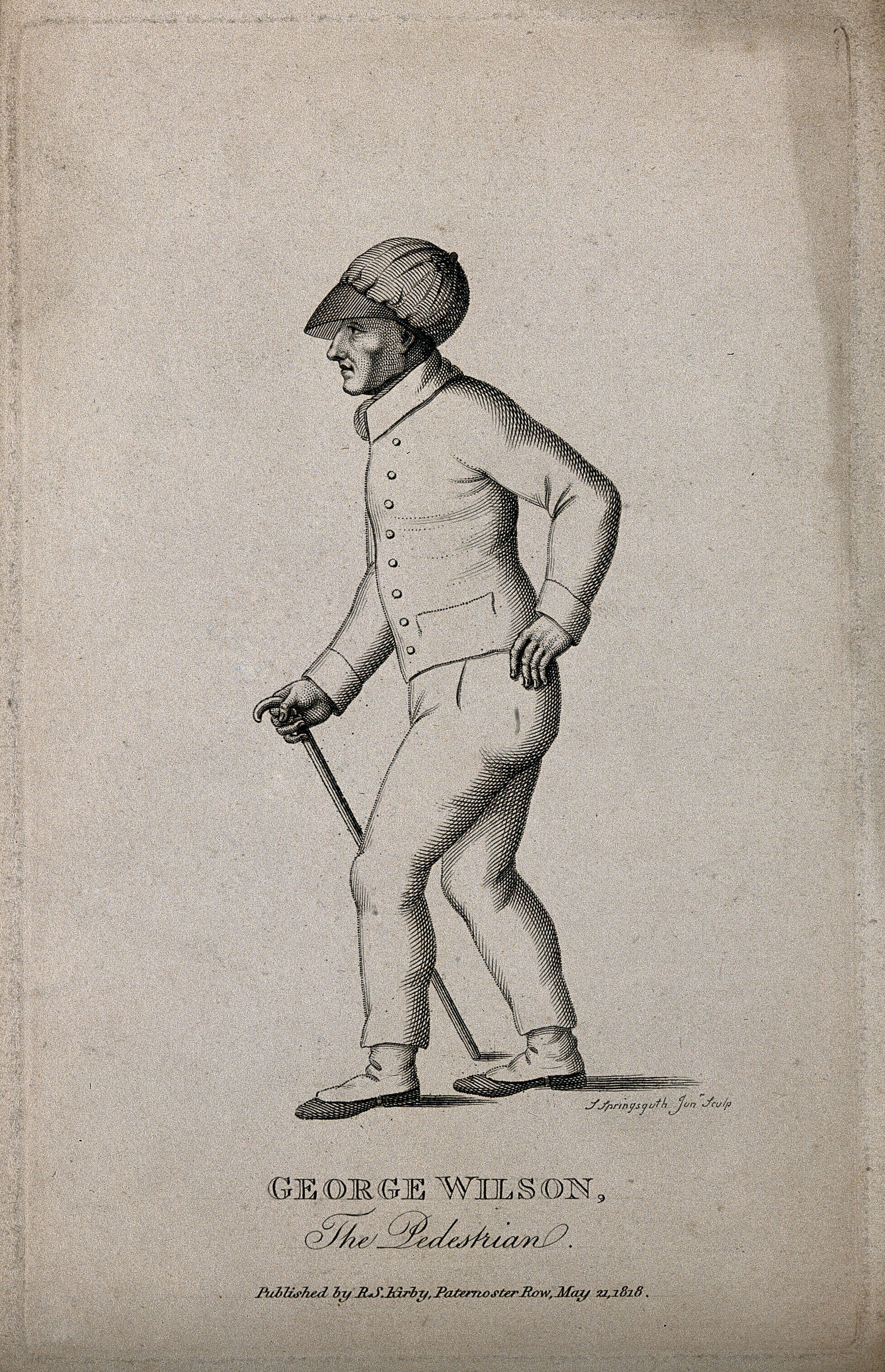 George Wilson, a pedestrian. Engraving by S. Springsguth, 1818.
