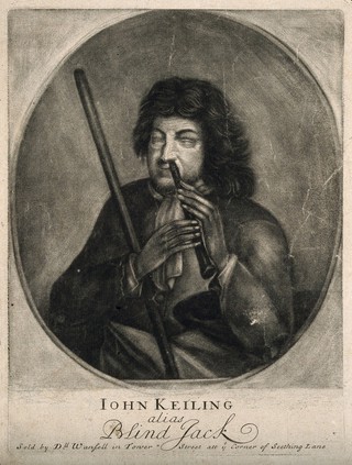 Jack Keiling, known as Blind Jack, played the flageolet through his nose. Mezzotint.