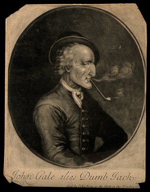 view John Gale, known as Dumb Jack, a deaf mute man. Mezzotint by J. Faber the elder.