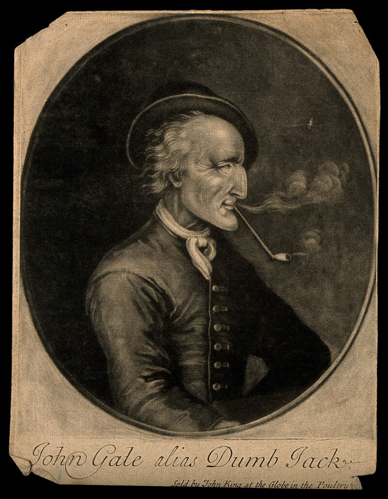 John Gale, known as Dumb Jack, a deaf mute man. Mezzotint by J. Faber the elder., 1700-1799, by John Faber