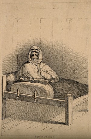 view Ann Moore, a fraudulent fasting woman. Stipple engraving by R. Cooper, 1822.