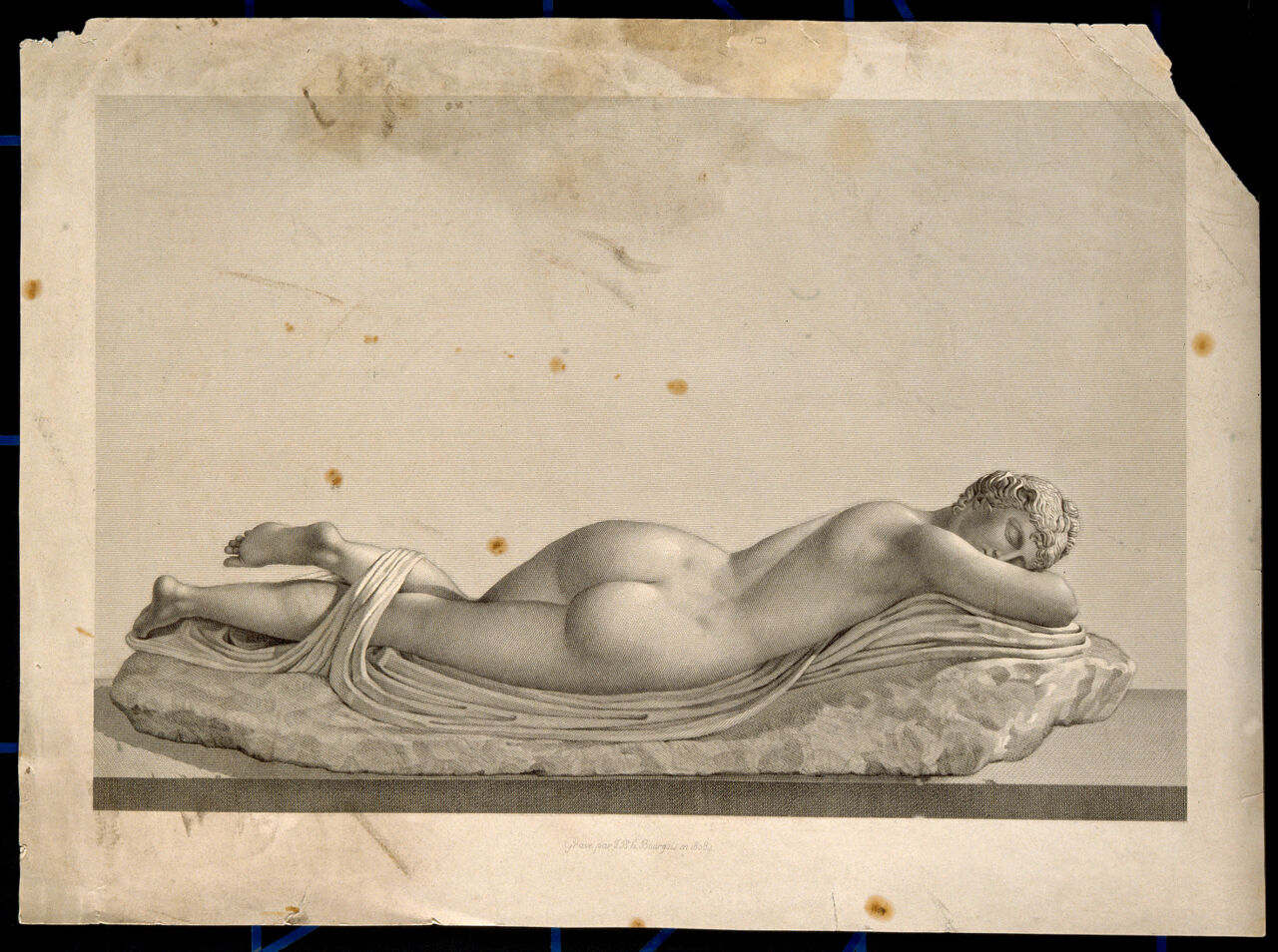 Hermaphroditus sleeping. Steel engraving by J.B.H. Bourgois after P. Bouillon, 1808., 1808, by Pierre Bouillon