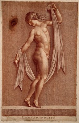 Bas relief of Hermaphroditus. Stipple engraving by F. Bartolozzi, 1787, after G.B. Cipriani.