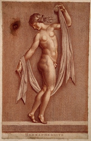 view Bas relief of Hermaphroditus. Stipple engraving by F. Bartolozzi, 1787, after G.B. Cipriani.