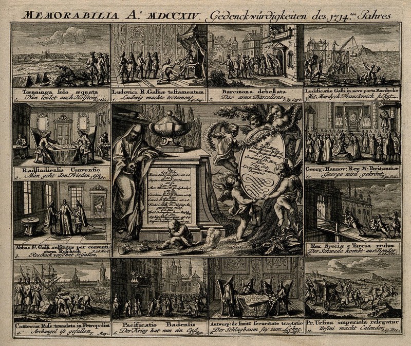 Memorial of European events in the year 1714. Engraving by Christoph Weigel, c. 1722., 1722, by Christoph Weigel the Elder