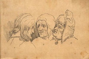 view Christ talking to two men who, according to Lavater, show physiognomic traits of 'sensuality'. Drawing, c. 1789, after H. Holbein.