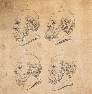 Eight likenesses of Socrates. Two drawings, c. 1789.