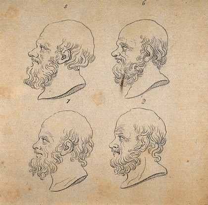 Eight likenesses of Socrates. Two drawings, c. 1789.