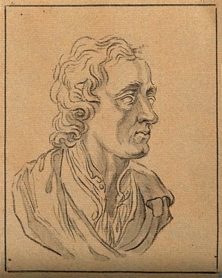 John Locke: perspective of a bust. Drawing, c. 1789, after D.N. Chodowiecki.