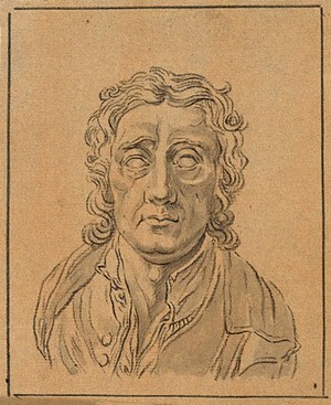 view John Locke: frontal view of bust. Drawing, c. 1789, after D.N. Chodowiecki.