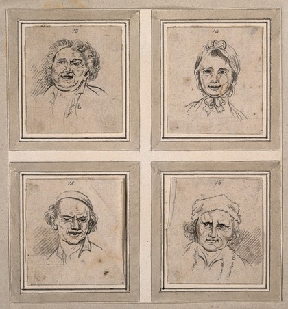 Four physiognomies. Drawings, c. 1789.