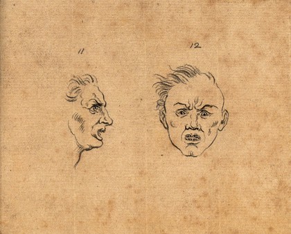 Two frightened faces. Drawing, c. 1789.