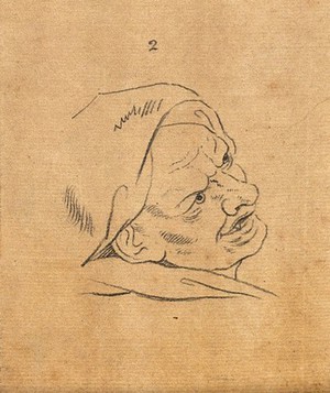 view Six physiognomies. Drawing, c. 1789, after C. Le Brun.