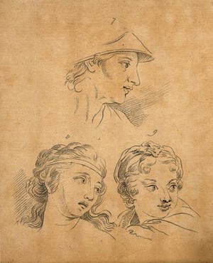 view Eight physiognomies. Drawings by D.N. Chodowiecki, ca. 1789, after C. Le Brun.