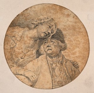 Jean Calas says farewell to his wife before he is executed. Drawing, c. 1789, after D.N. Chodowiecki.