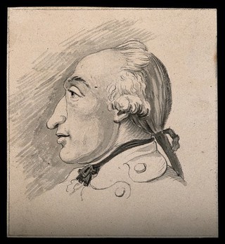 A man with an artificial nose. Drawing, c. 1791.