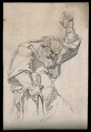 view A patriarch or prophet bestowing a benediction (?). Drawing, c. 1791.