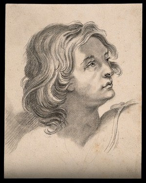 view Head of an angel. Drawing, c. 1791, after G. Reni.