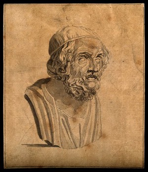 view A bust reputed to be of Homer. Drawing, c. 1791.