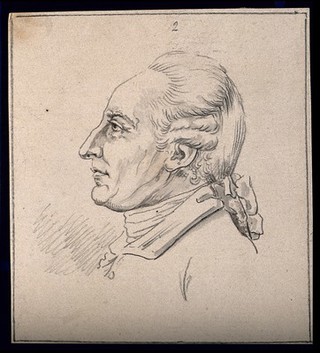 Head of a famous author. Drawing, c. 1792.