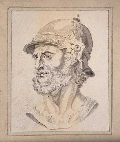 Head of the Roman god Mars. Drawing, c. 1793.