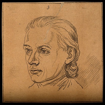 Head of a man whose physiognomy shows prudence and ingenuity. Drawing, c. 1794.