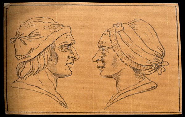 A married couple who have begun physically to resemble each other. Drawing, c. 1794.