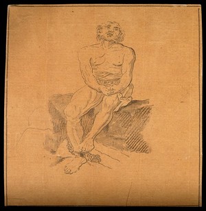 view A man in a state of grief. Drawing, c. 1794.