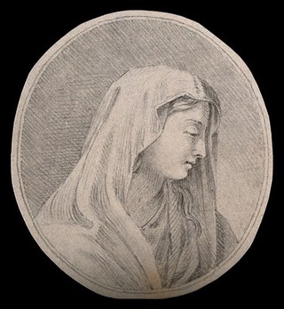 A female figure in an attitude of respectful piety. Drawing, c. 1794.