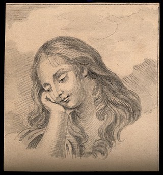 Head of the penitent Magdalene. Drawing, c. 1794.