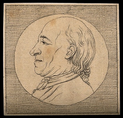 Head of a man exhibiting practical yet choleric qualities. Drawing, c. 1794.