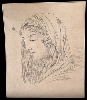 view Head of the Virgin Mary. Drawing, c. 1793.