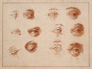 view Twelve sketches of eyes. Drawing, c. 1793.