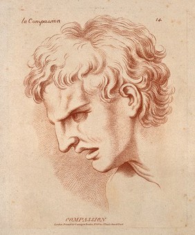 A man whose profile expresses compassion. Crayon manner print by W. Hebert, c. 1770, after C. Le Brun.