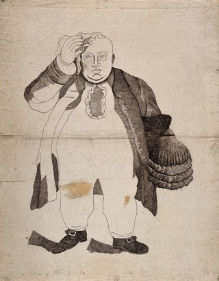 Jacob Powell, weighing nearly forty stone. Pen and ink drawing.