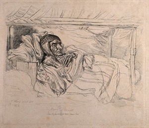 view Mary Thomas, said to have fasted for over seventy years. Etching by J. Ward, 1810.