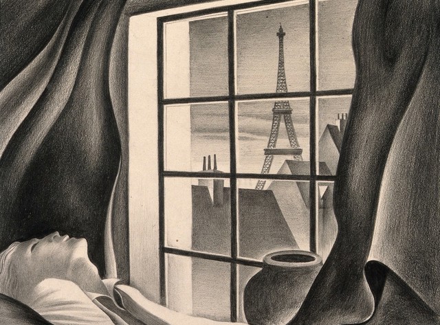 A victim of the plague in Paris. Drawing by A.L. Tarter, 194-.