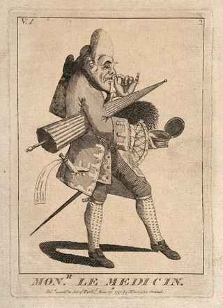 A French physician. Engraving by M. Darly, 1771.