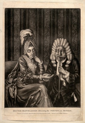 A lecherous doctor taking the pulse of an attractive young woman. Mezzotint, 1772.