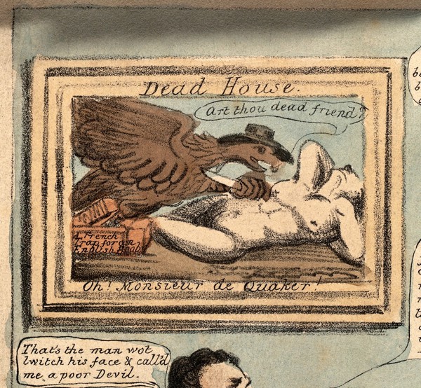 Benjamin Harrison, the autocratic treasurer of Guy's hospital, receiving tributes from Sir Astley Cooper and his associates. Coloured lithograph attributed to R. Cruikshank, ca. 1830.