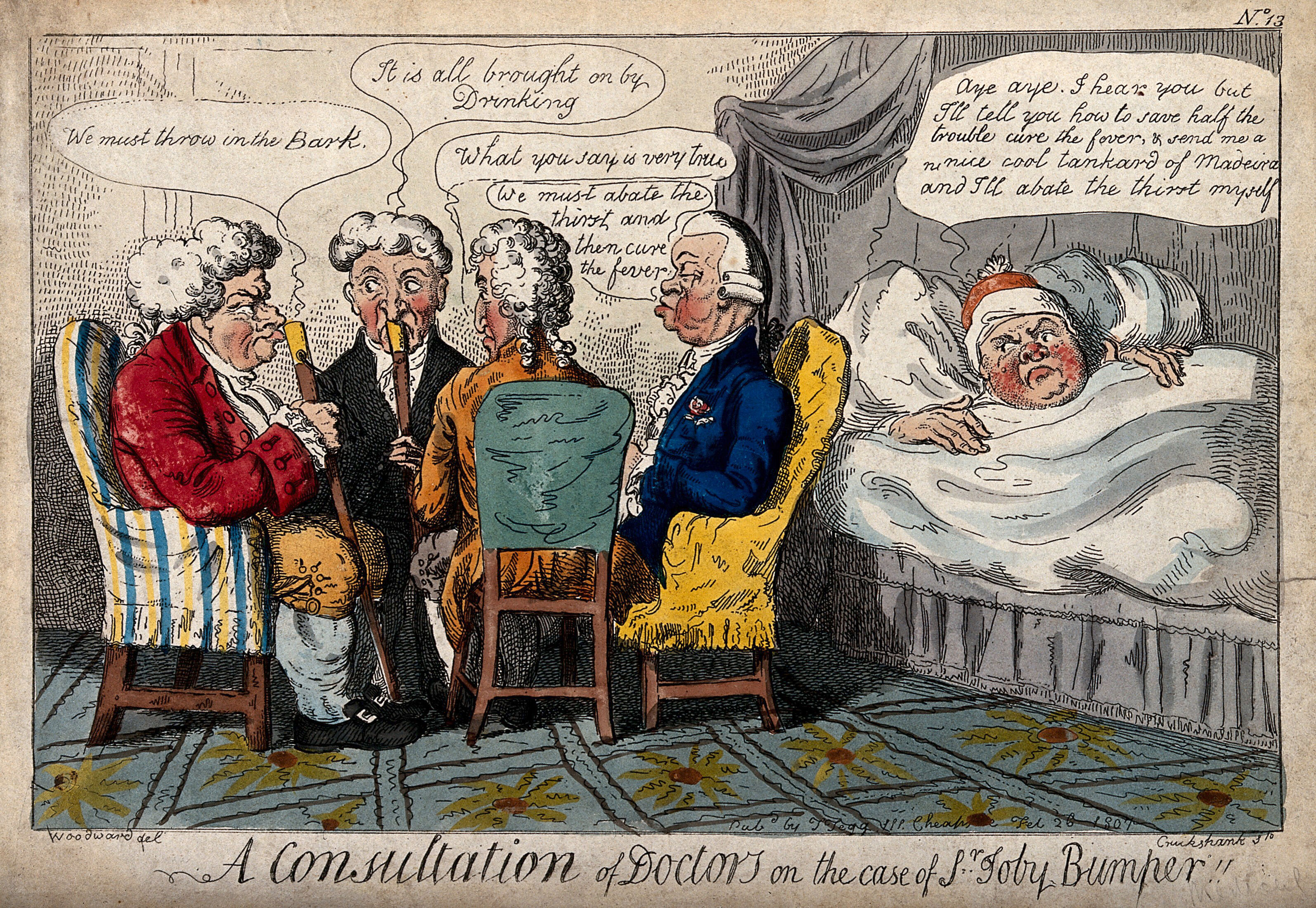 Four Doctors Discussing The Case Of Sir Toby Bumper While He Is