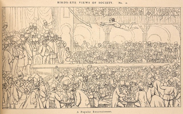 A popular acrobatics performance. Reproduction of a wood engraving after Dalziel after R. Doyle.