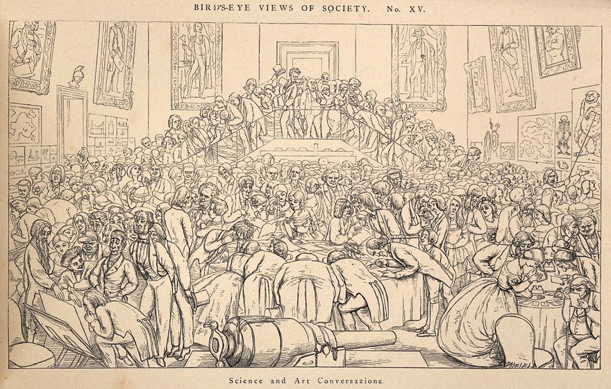 A popular and fashionable centre devoted to the arts and sciences. Reproduction of a wood engraving after Dalziel after R. Doyle.