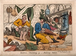 view A stereotypical satire of the Scottish. Coloured etching by W.E., 1811.