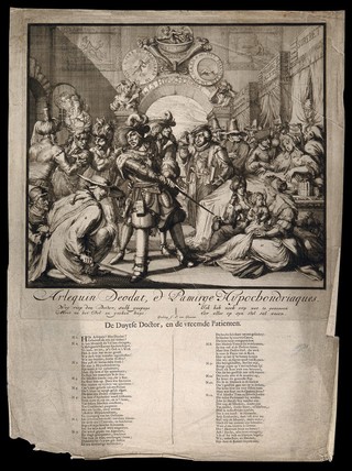 James II and Louis XIV and their allies portrayed as inmates of a lunatic asylum. Etching by R. de Hooghe, 1688.