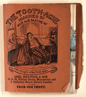 Three scenes involving the end of a tooth extraction operation and the great relief of the patient. Coloured wood engraving by G. Cruikshank(?) after H. Mayhew.