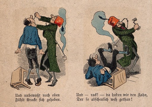 The story of a man with toothache, his attempts at self